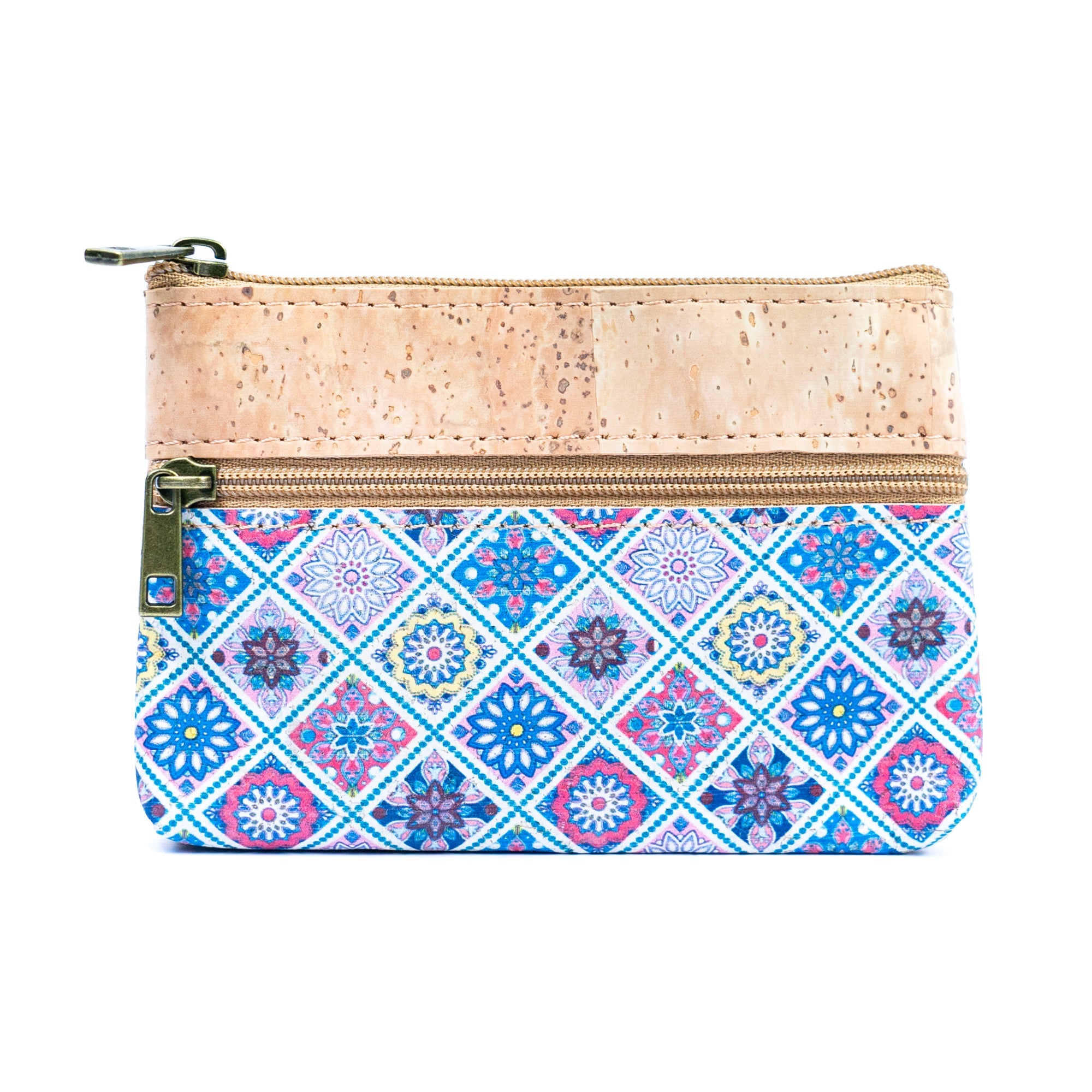 Triple Zip Cork Coin Purse BAG-2325