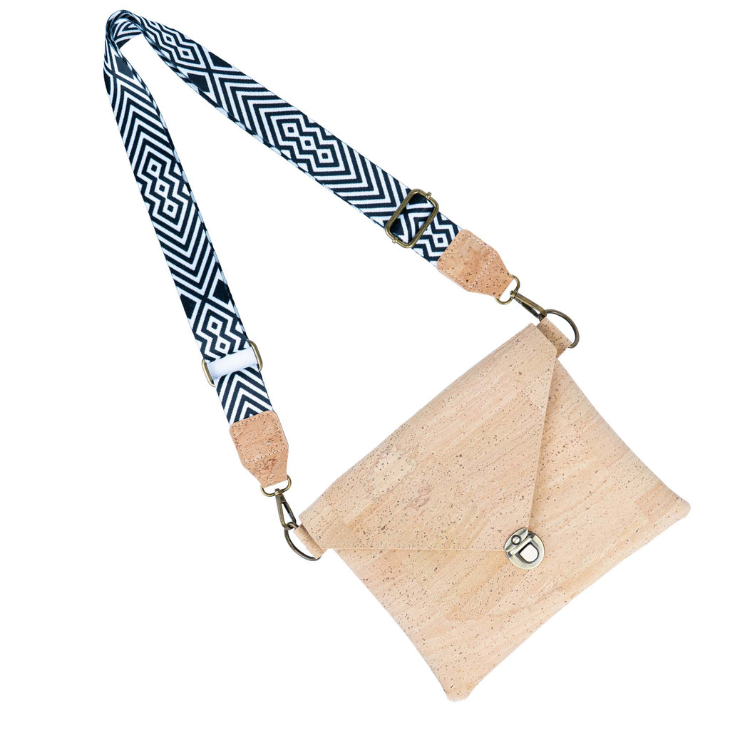 Bolso Bandolera con Solapa de Corcho y Correa Intercambiable - Clutch Vegano BAGP-354