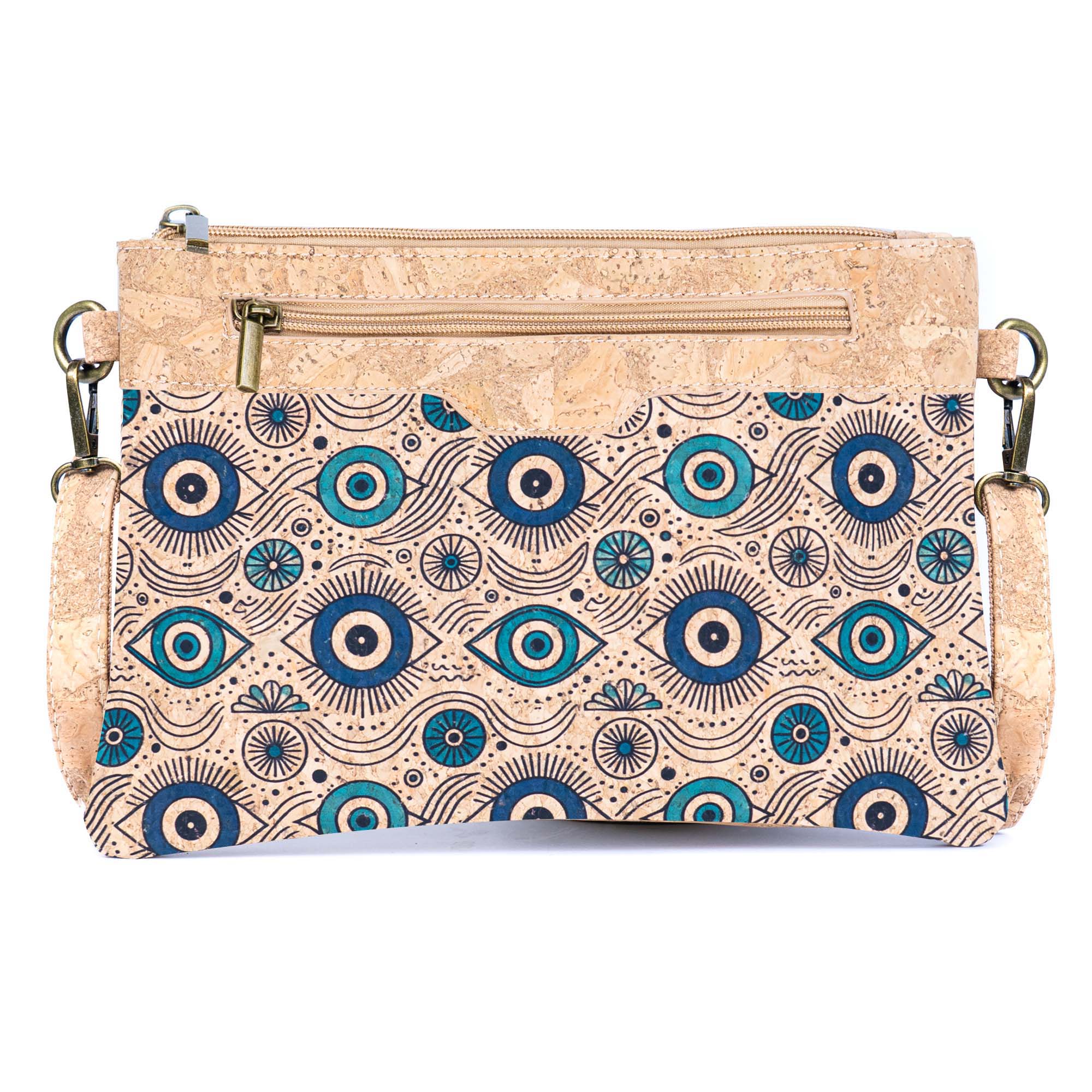 Printed Natural Cork Crossbody Bag & Clutch BAG-2393