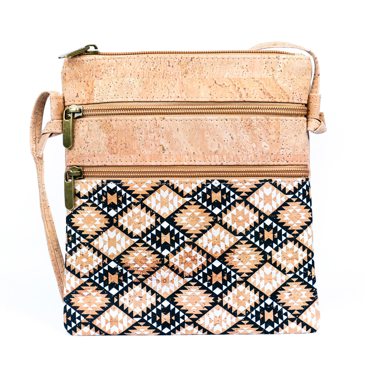 Cork Women's Double Zip Flower print Crossbody Bag BAG-2266