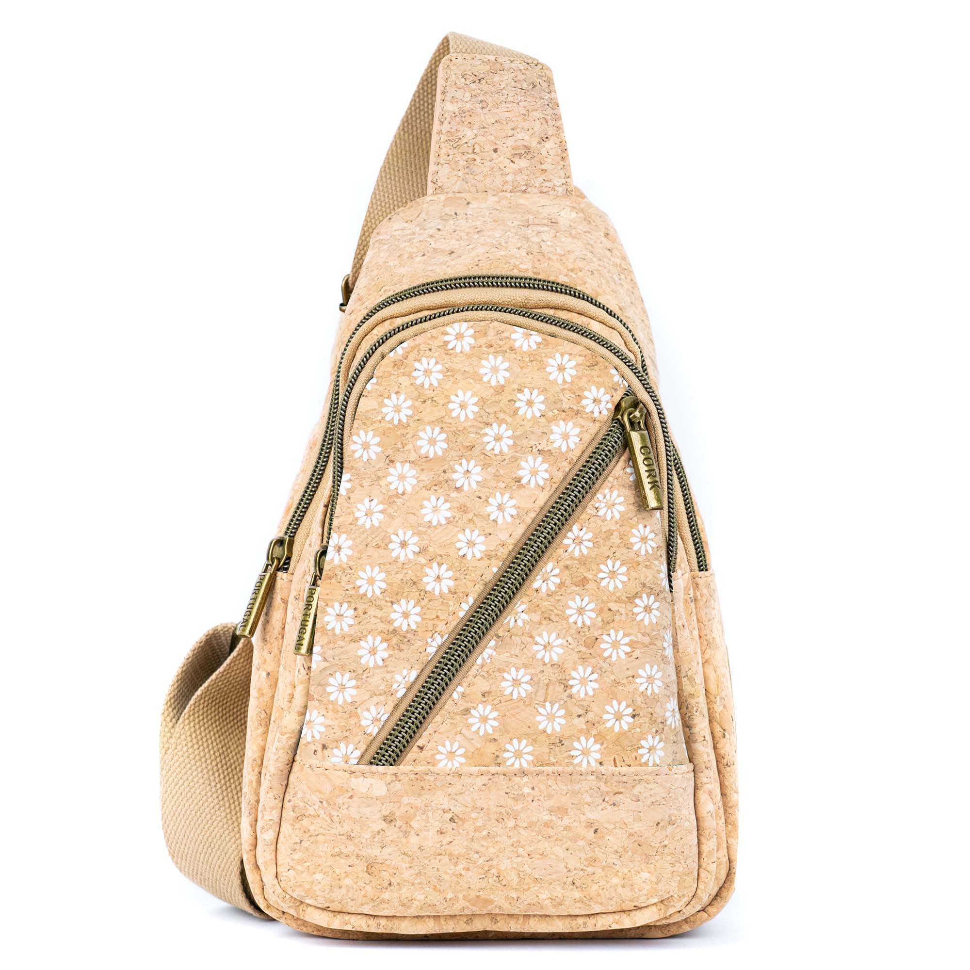 Cork Sling Bag with Printed Front Panel  BAG-2369