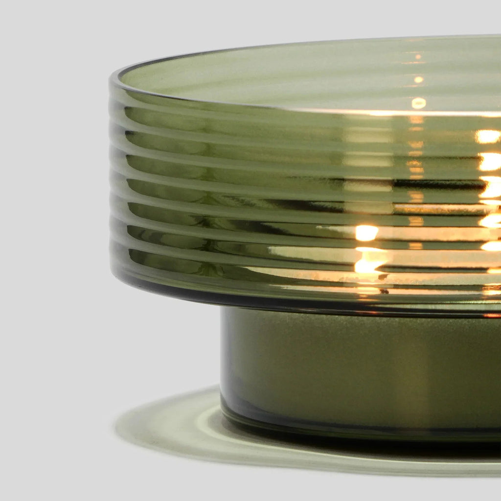 Castiçal em vidro GLOW TOGETHER Grande em Verde Fumado