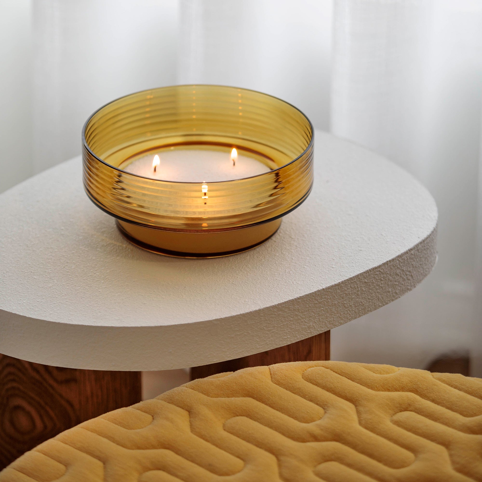 Conjunto de 3 Castiçais em vidro GLOW TOGETHER em Mostarda