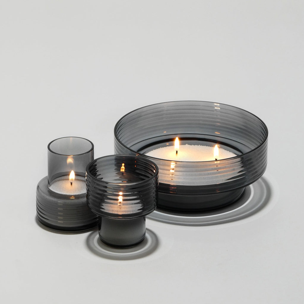 Conjunto de 3 Castiçais em vidro GLOW TOGETHER em Fumado
