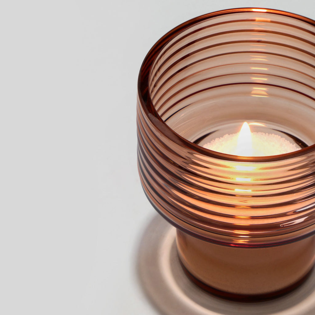 Castiçal em vidro GLOW TOGETHER Pequeno hi em Mocha Mousse