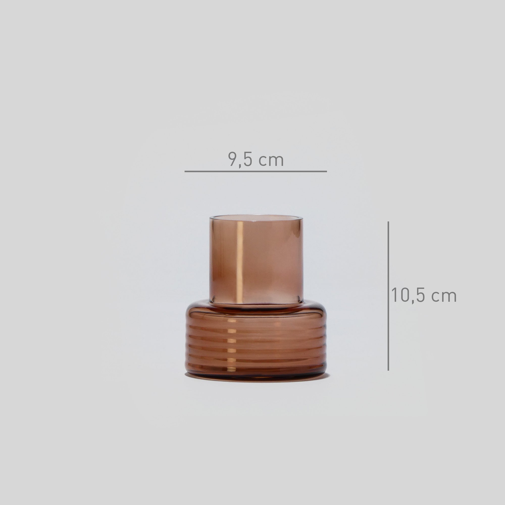 Castiçal em vidro GLOW TOGETHER Pequeno low em Mocha Mousse