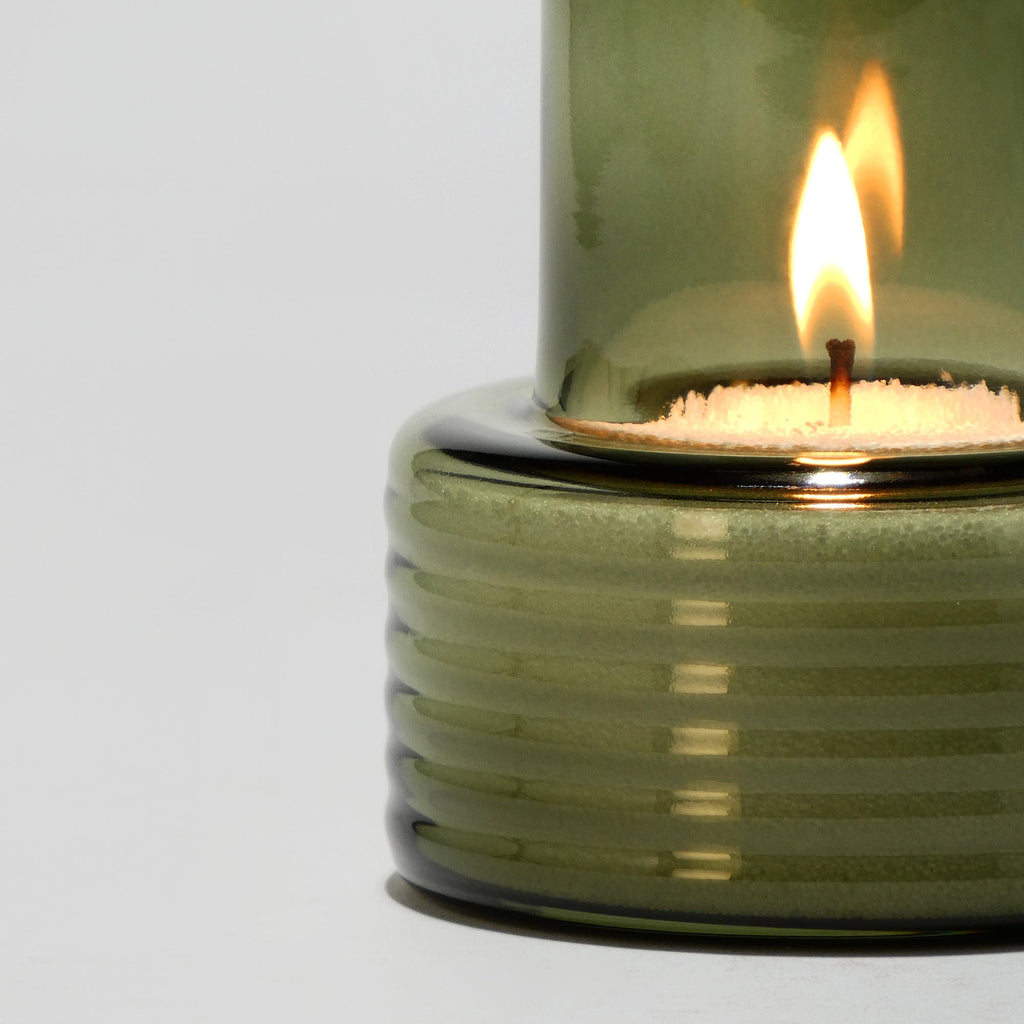 Castiçal em vidro GLOW TOGETHER Pequeno low em Verde Fumado