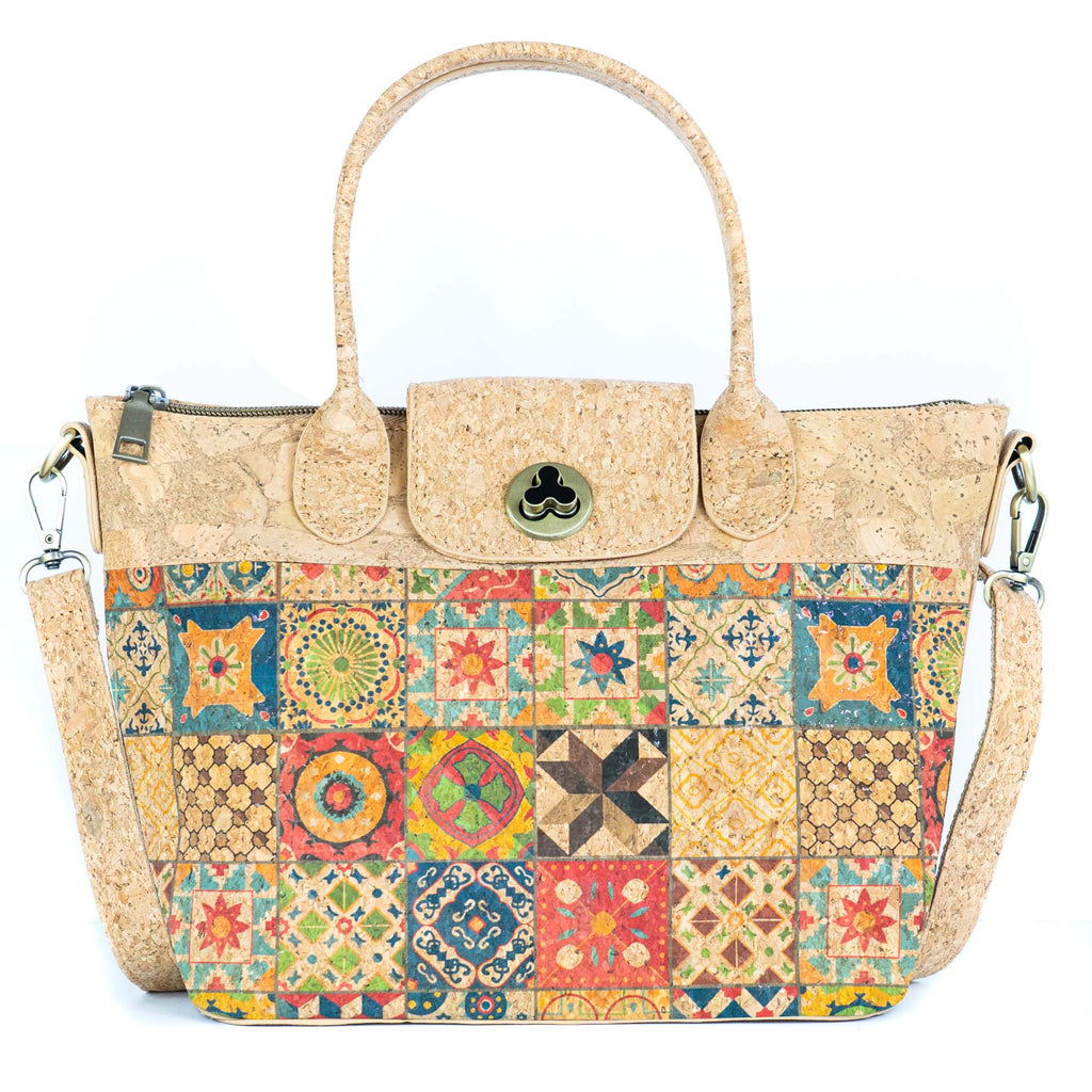 Korkhandtasche – Fliesen- und Blumenmuster BAGD-611