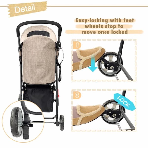 Faltbarer Haustier-Kinderwagen – 4-Rad Hunde- & Katzenbuggy mit Ablagekorb (kleine und mittelgroße Haustiere)