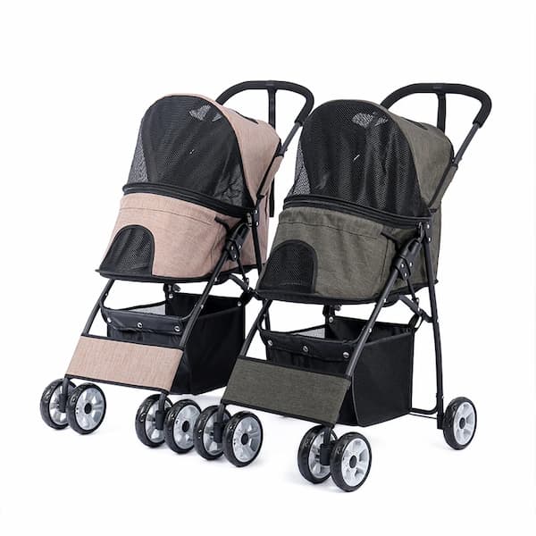 Faltbarer Haustier-Kinderwagen – 4-Rad Hunde- & Katzenbuggy mit Ablagekorb (kleine und mittelgroße Haustiere)