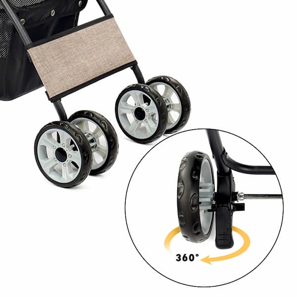 Faltbarer Haustier-Kinderwagen – 4-Rad Hunde- & Katzenbuggy mit Ablagekorb (kleine und mittelgroße Haustiere)