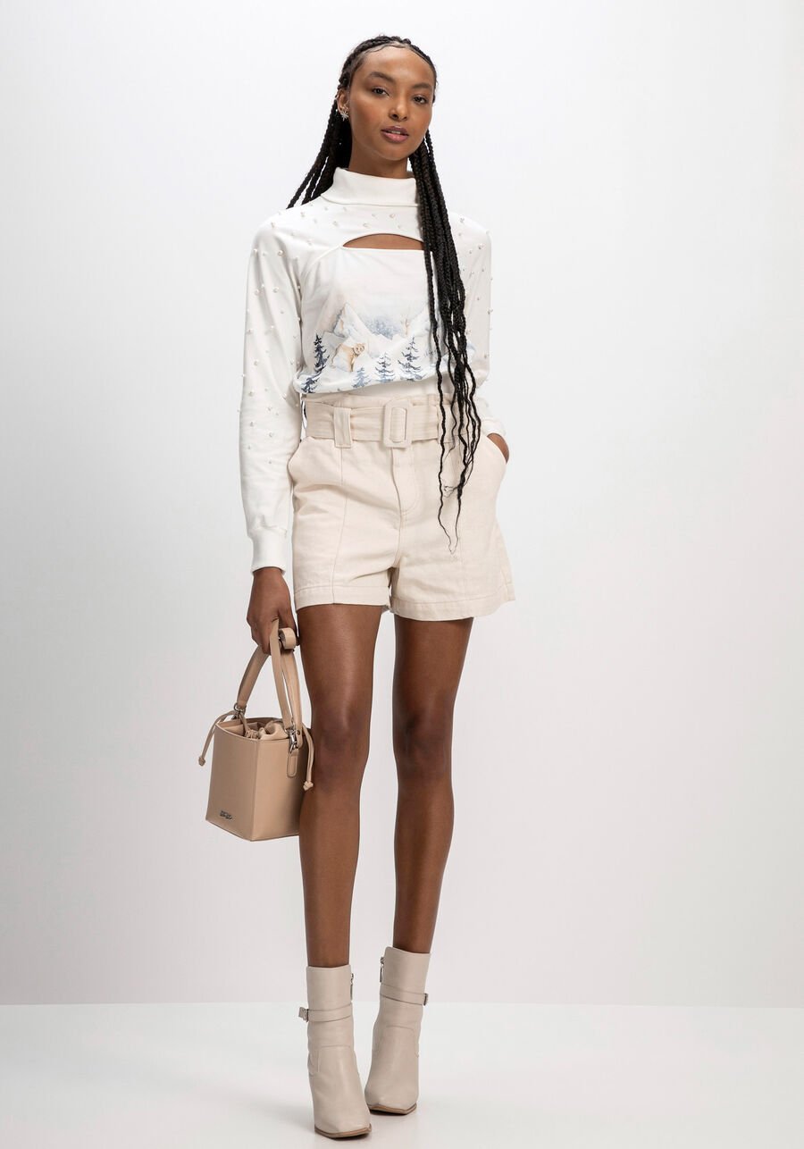 Camisola Cut-out e Pérolas
