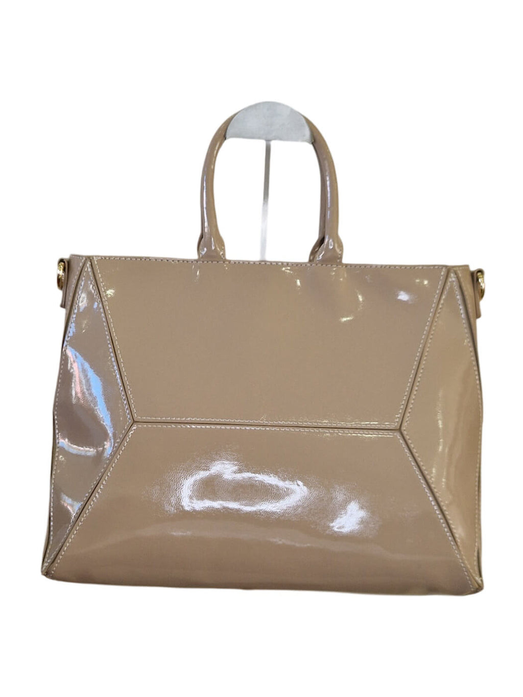 BEIGE UMHÄNGETASCHE MIT WEISSEM LINIENDETAIL