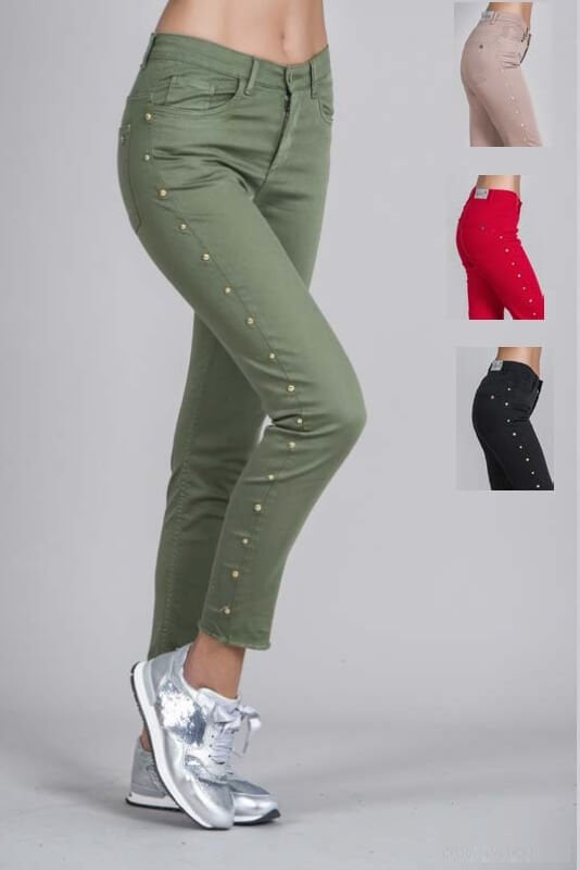 HOSE MIT NIETEN FALTE J1096