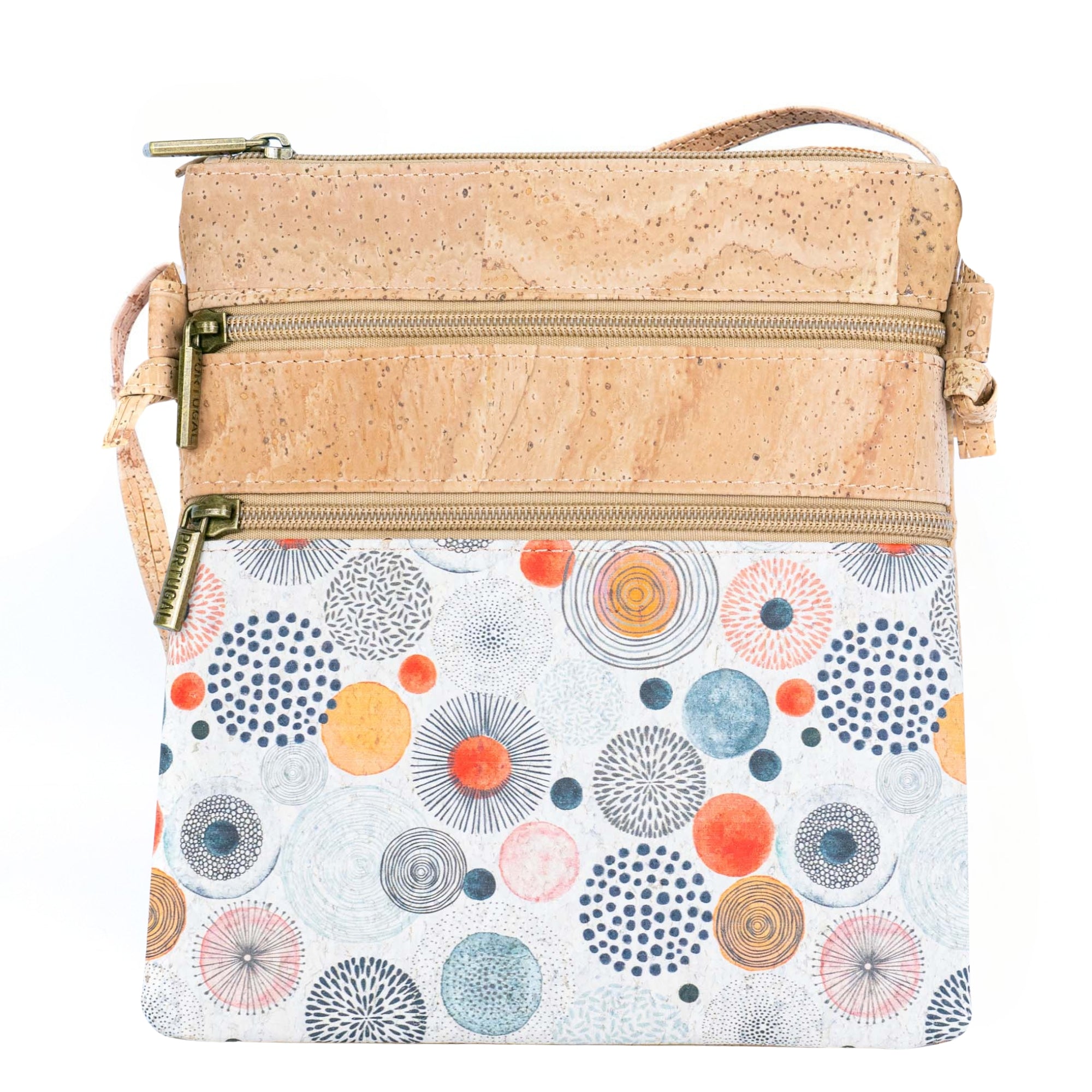 Cork Women's Double Zip Flower print Crossbody Bag BAG-2266