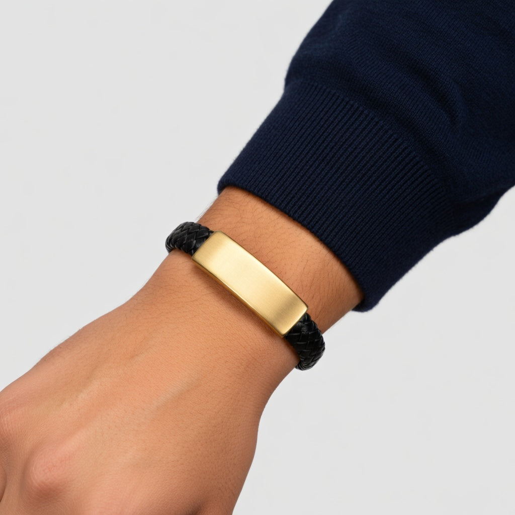 Pulsera de cuero y acero inoxidable