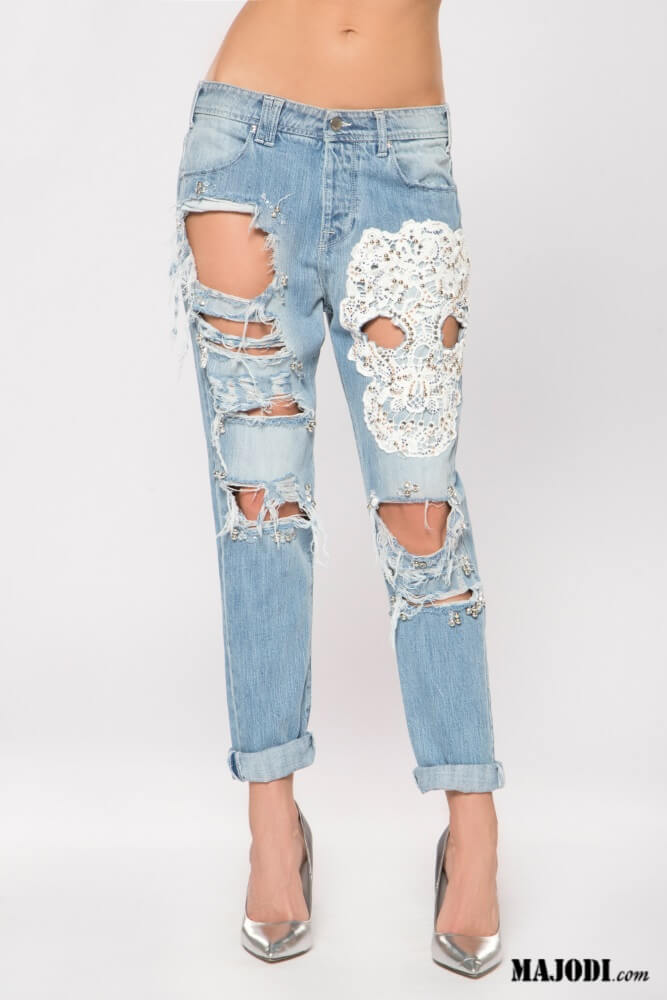 SCHÄDELHOSE MIT SWAROVSKI-KRISTALLEN