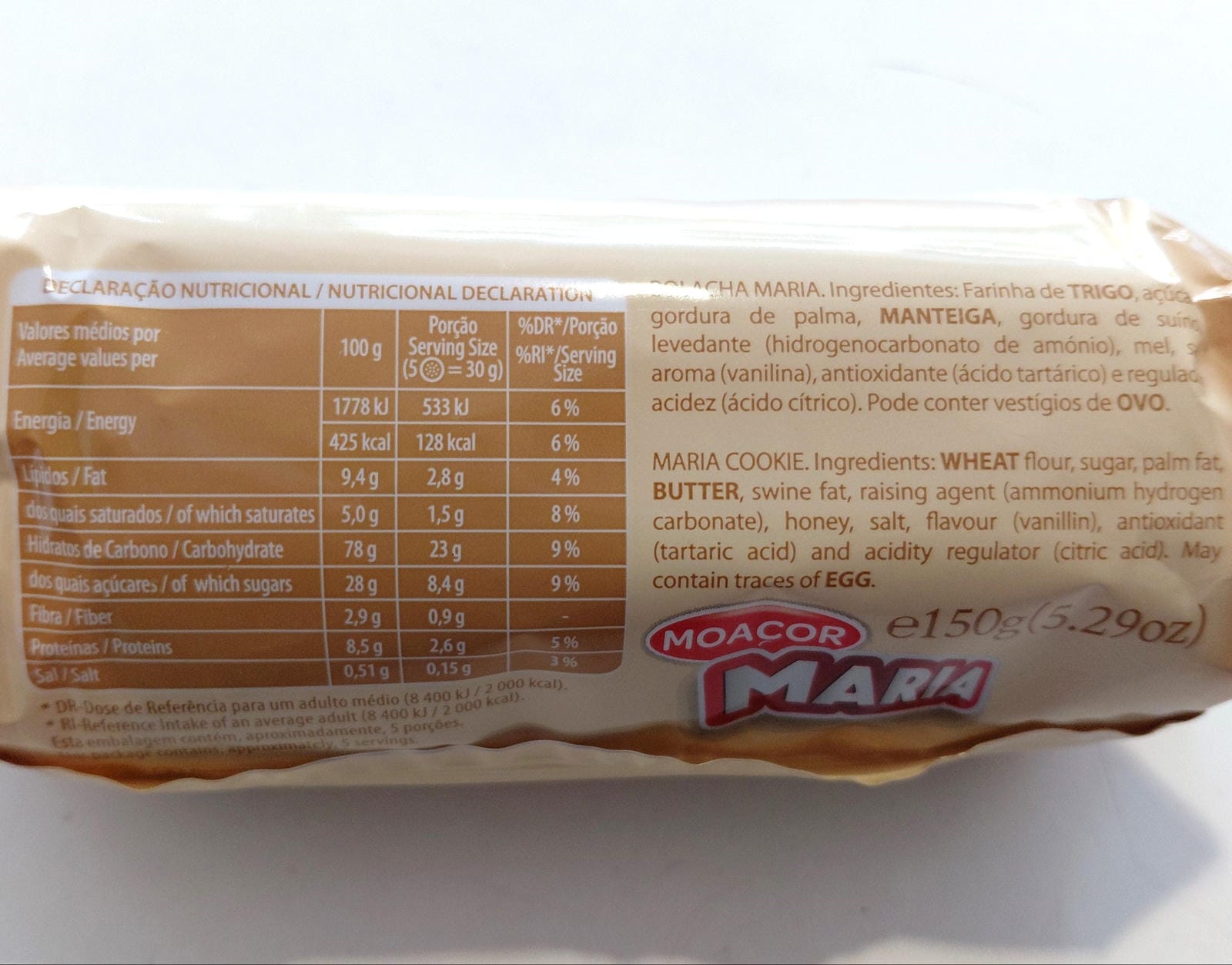 Maria Biscuits 150g – Moaçor – Classic Azores Cookies