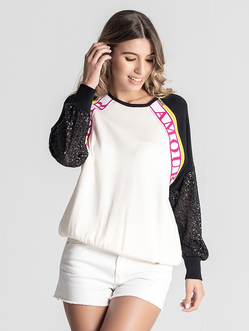 CAMISOLA AMOUR MIT PAILLETTEN