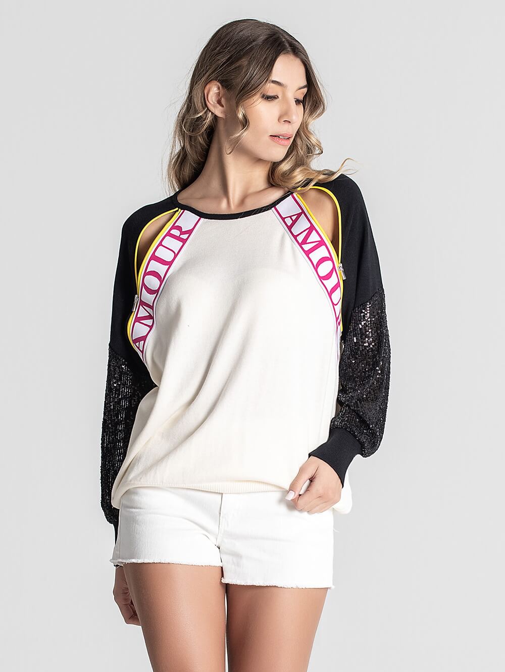 CAMISOLA AMOUR MIT PAILLETTEN