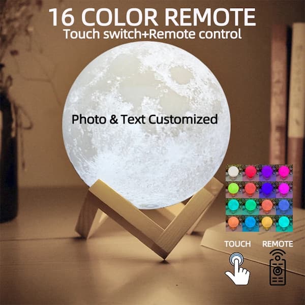 Personalized Pet Photo Moon Lamp | Custom 3D Night Light