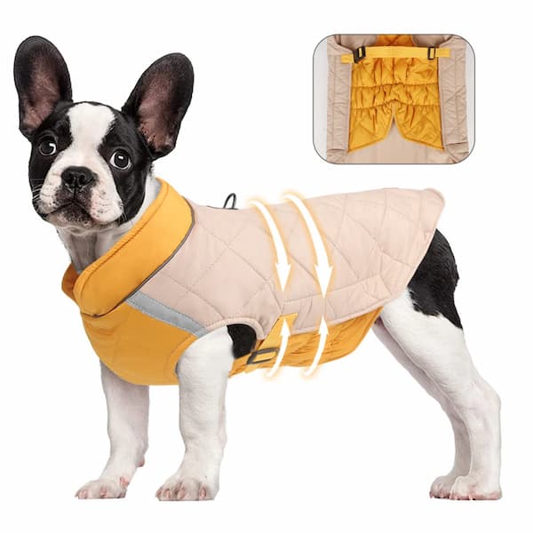 Chaqueta impermeable de invierno para perro con tiras reflectantes – Abrigo acolchado y cálido para perro con anilla en D para arnés (Tallas M-5XL, perros pequeños a grandes)