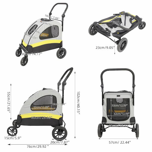 Extragroßer Hunde-Buggy – robuster 4-Rad-Hunde-Jogger für mittlere und große Hunde (55 kg Tragkraft)
