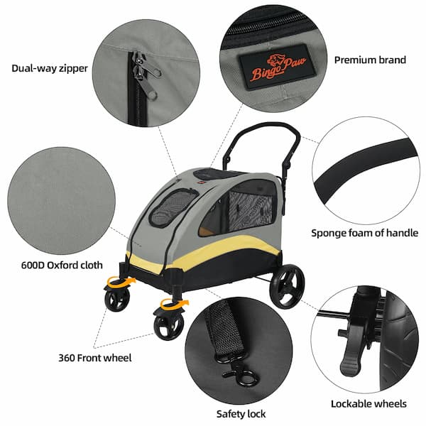 Ultra Large Dog Stroller – Heavy-Duty 4-Wheel Pet Jogger for Medium & Large Dogs (55kg Capacity)