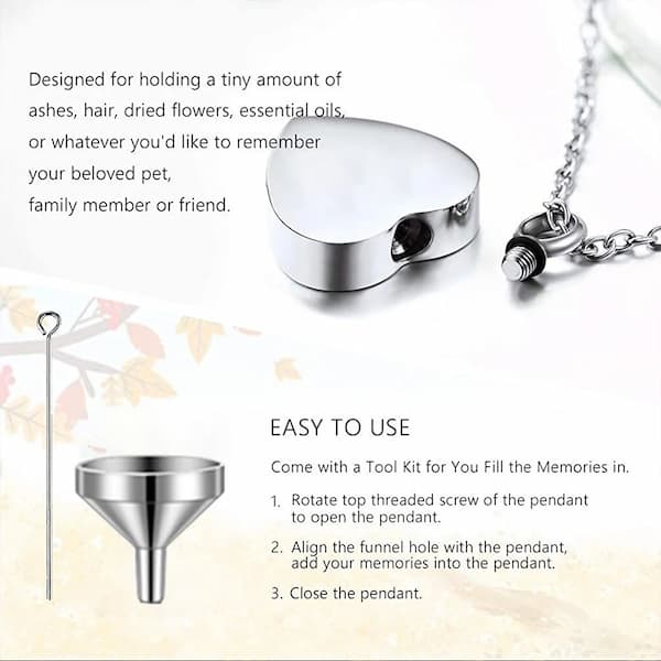 Pet Memorial Ashes Necklace – “Always in My Heart” Paw Print Keepsake Pendant 💜