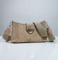 Chic Cork Crossbody Bag with Gold Clasp and Cotton Strap for Women BAG-2320