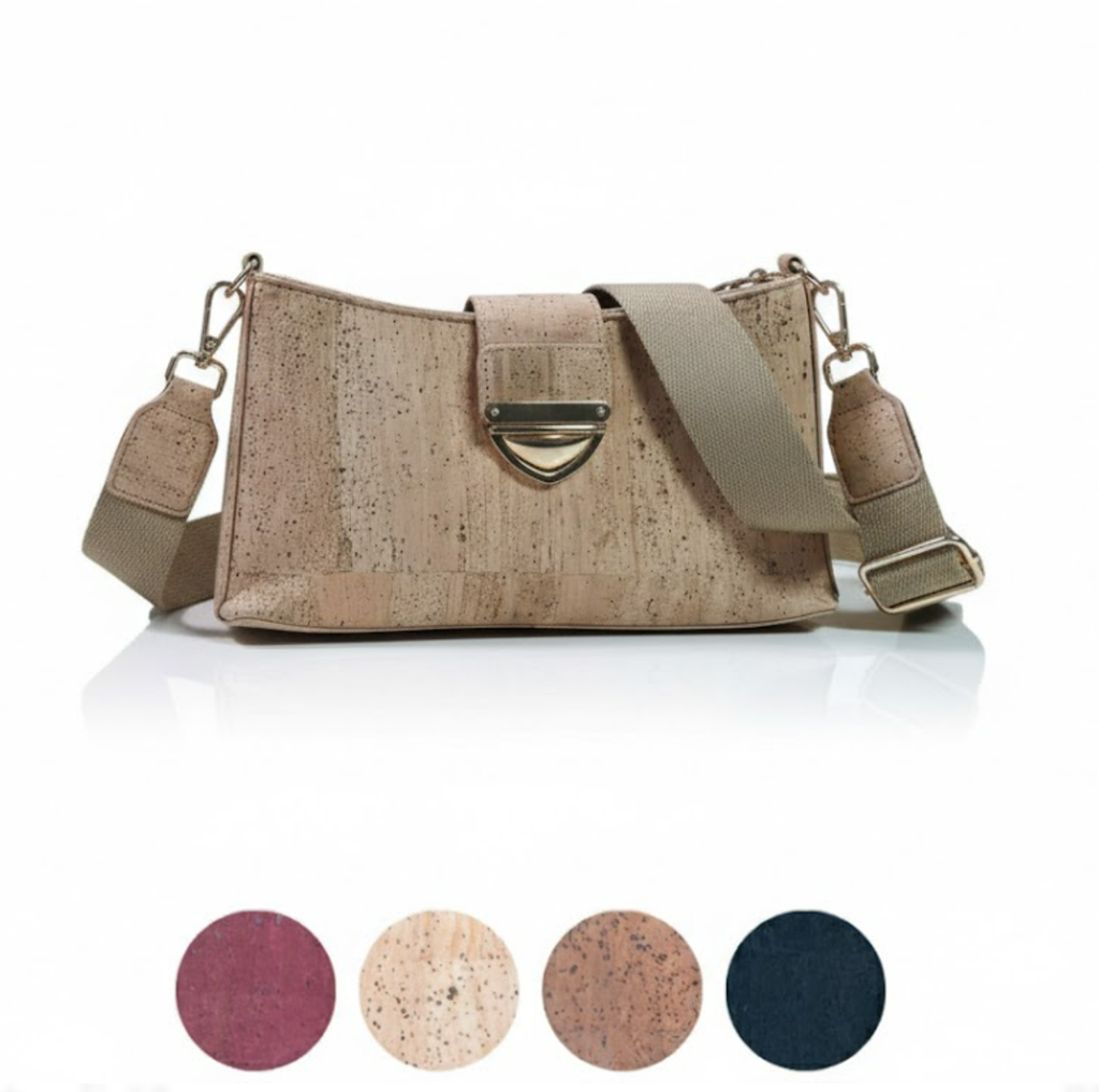 Chic Cork Crossbody Bag with Gold Clasp and Cotton Strap for Women BAG-2320