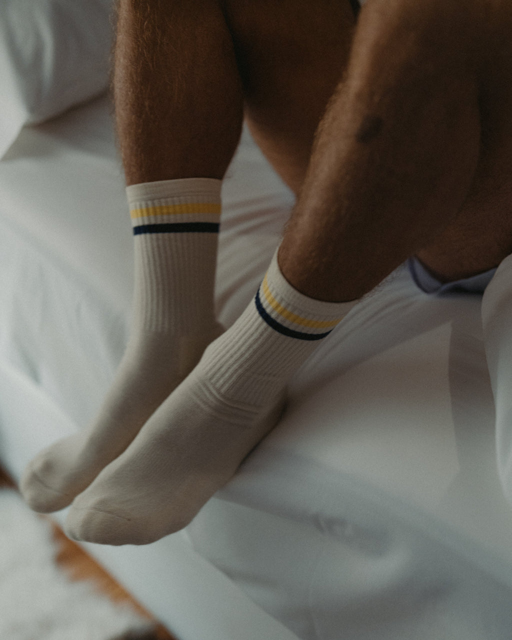 Athletic socks  - Vintage - double stripes yellow/blue