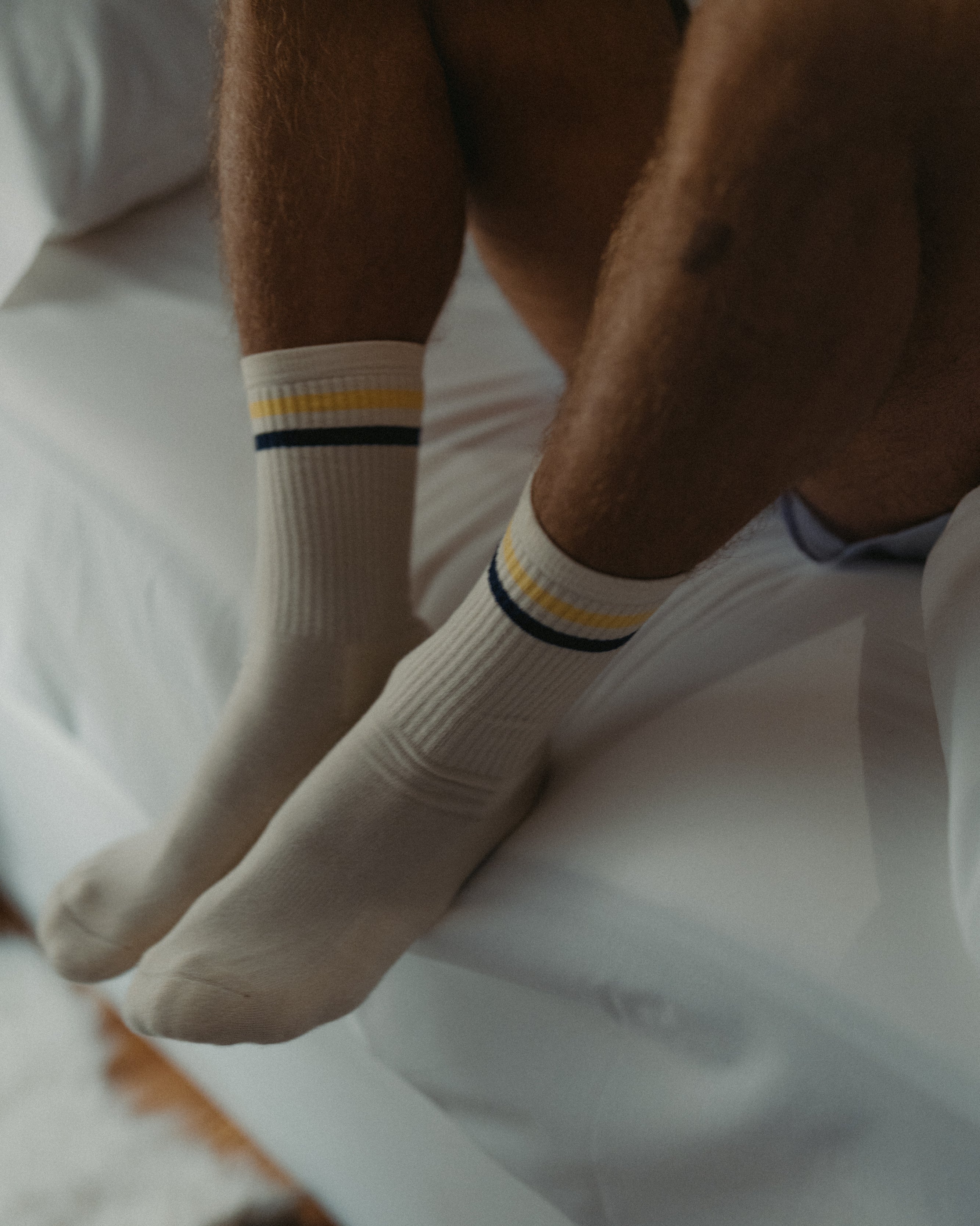 Athletic socks  - Vintage - double stripes yellow/blue