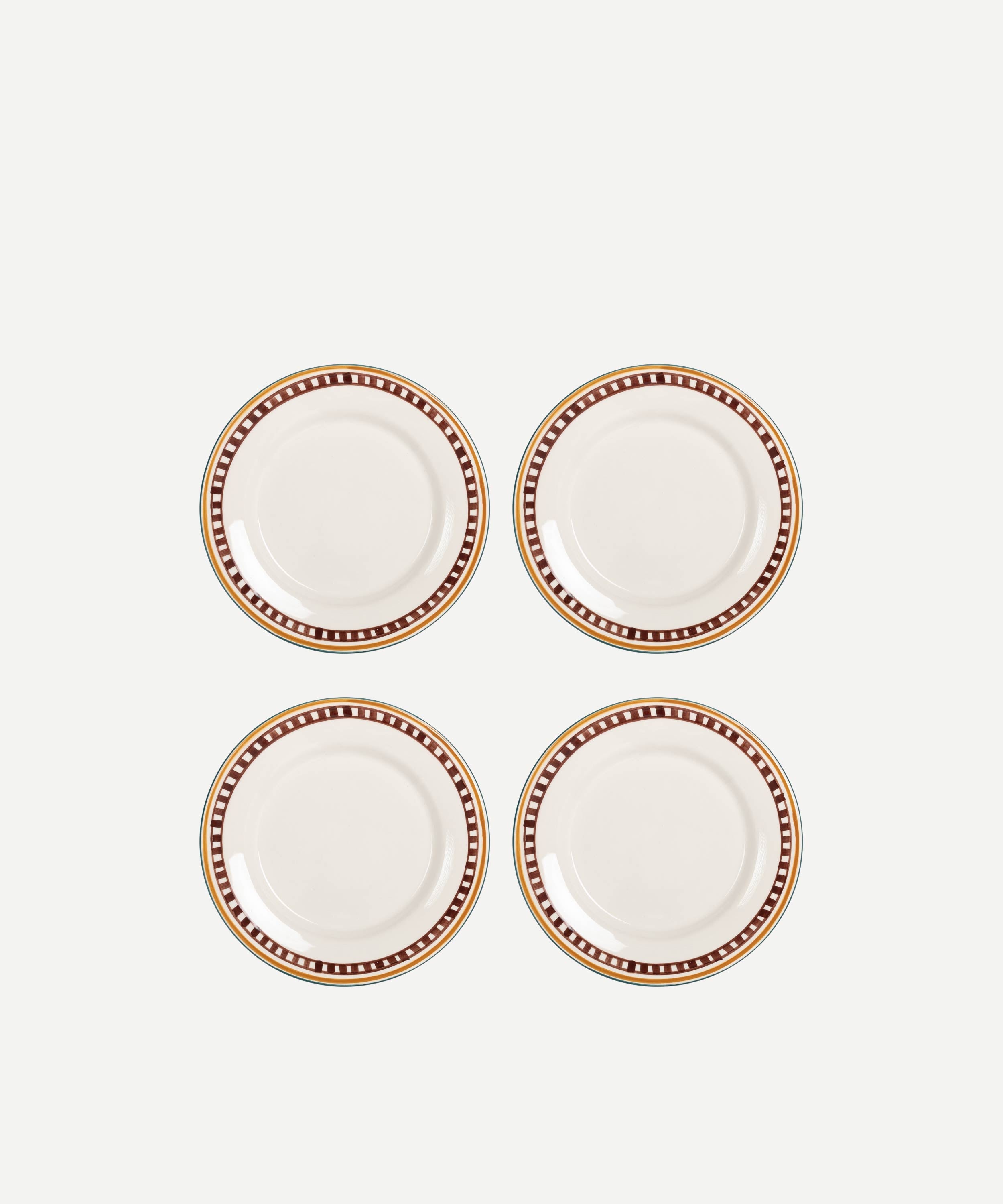 Juego de 4 platos hondos decorados a mano Ray