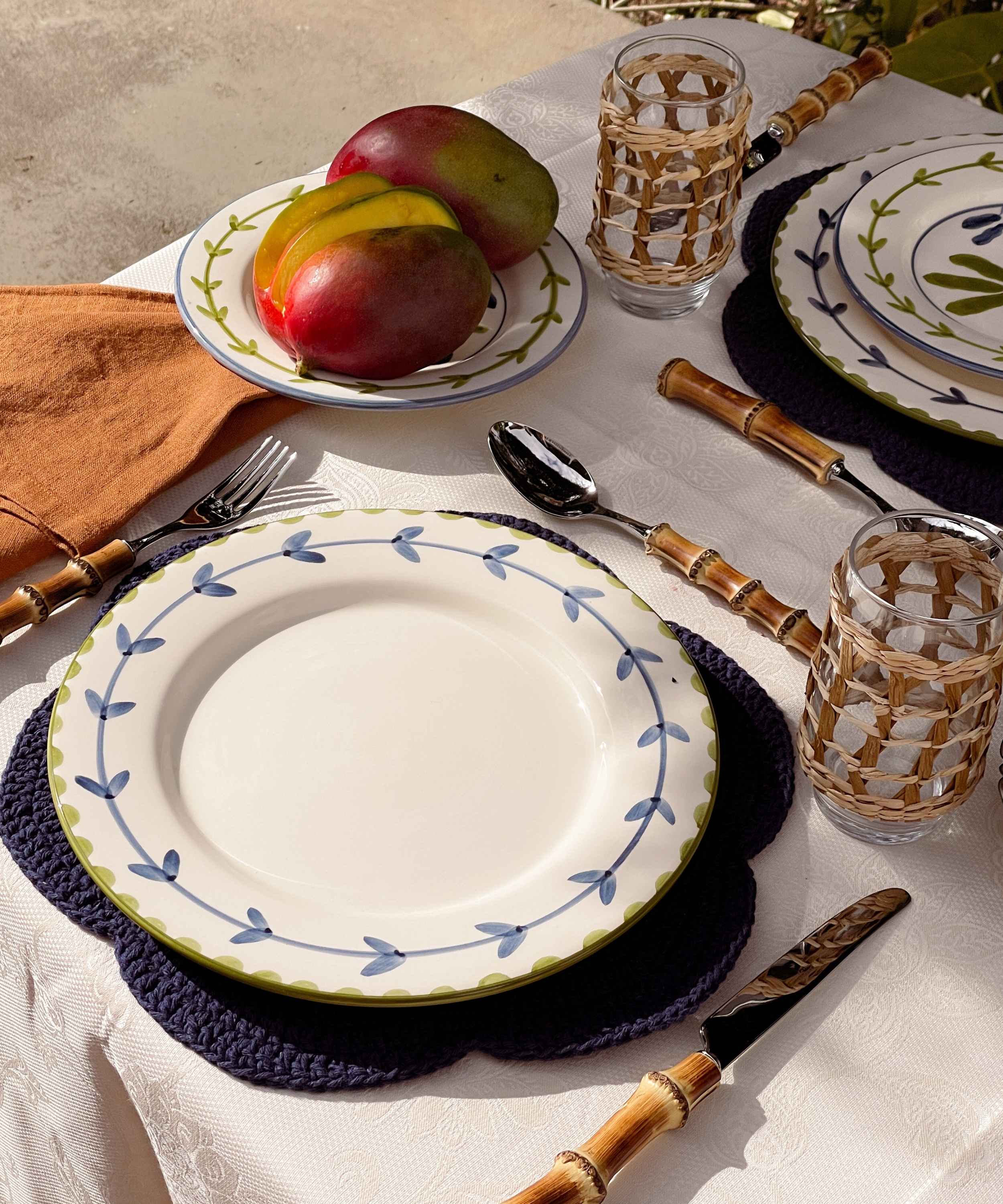 Bananen-Essteller handbemalt – 4er-Set