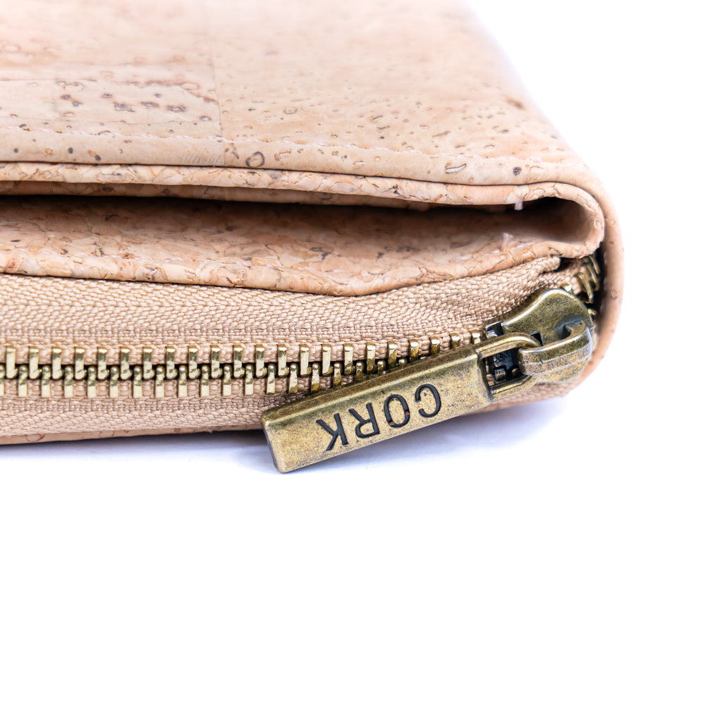 Reißverschlussbrieftasche aus Naturkork für Damen BAG-2202
