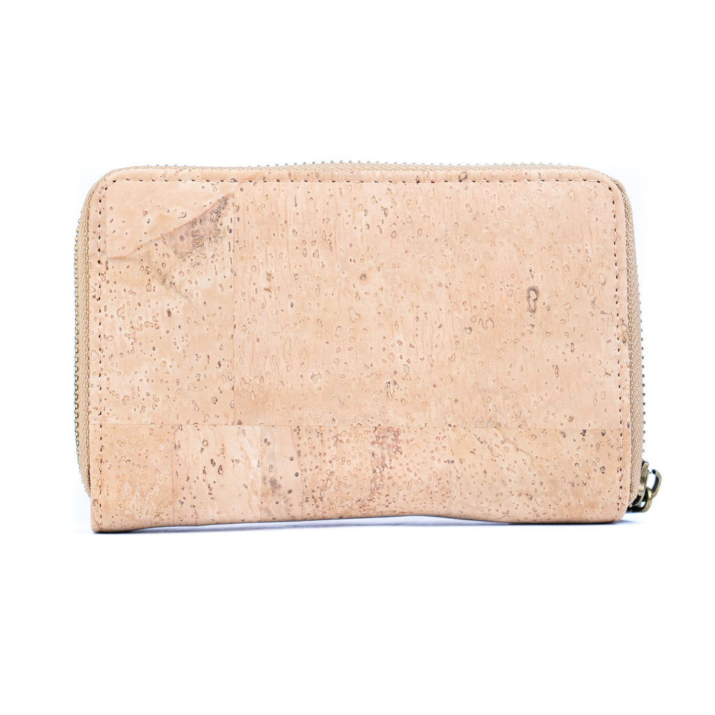 Reißverschlussbrieftasche aus Naturkork für Damen BAG-2202