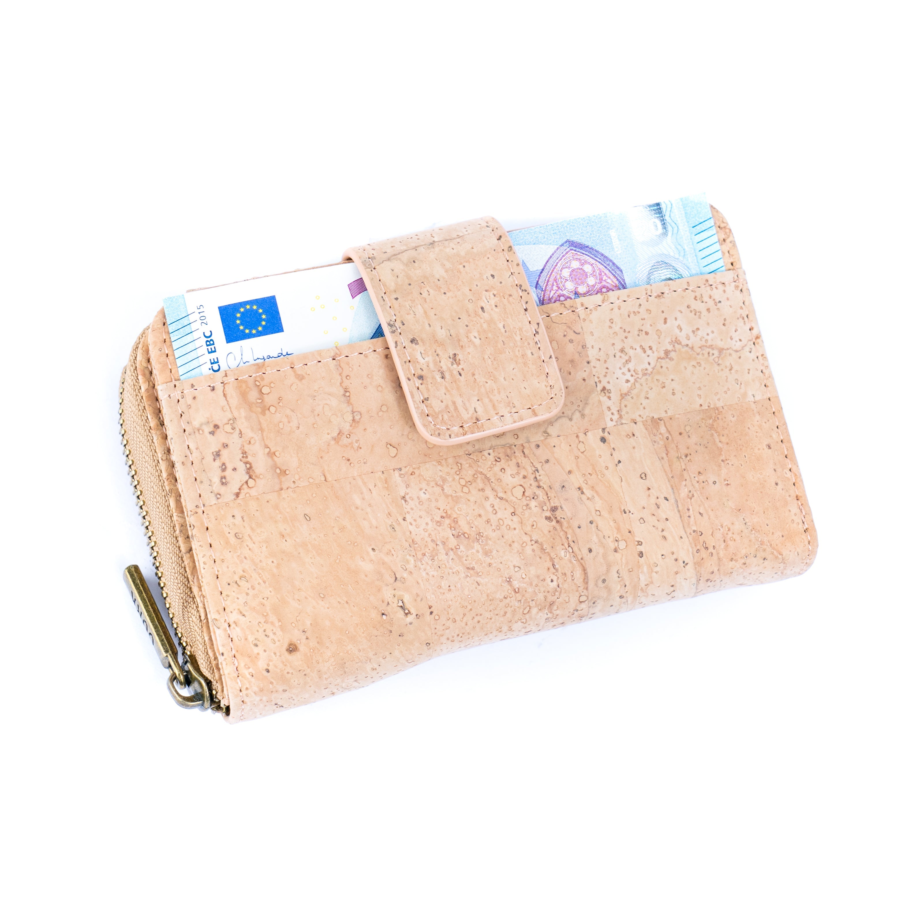 Reißverschlussbrieftasche aus Naturkork für Damen BAG-2202