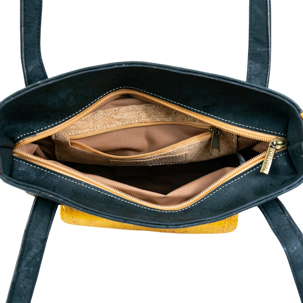 Bolso de corcho para mujer – Bolso de mano de dos tonos con bolsillo delantero BAGP-310