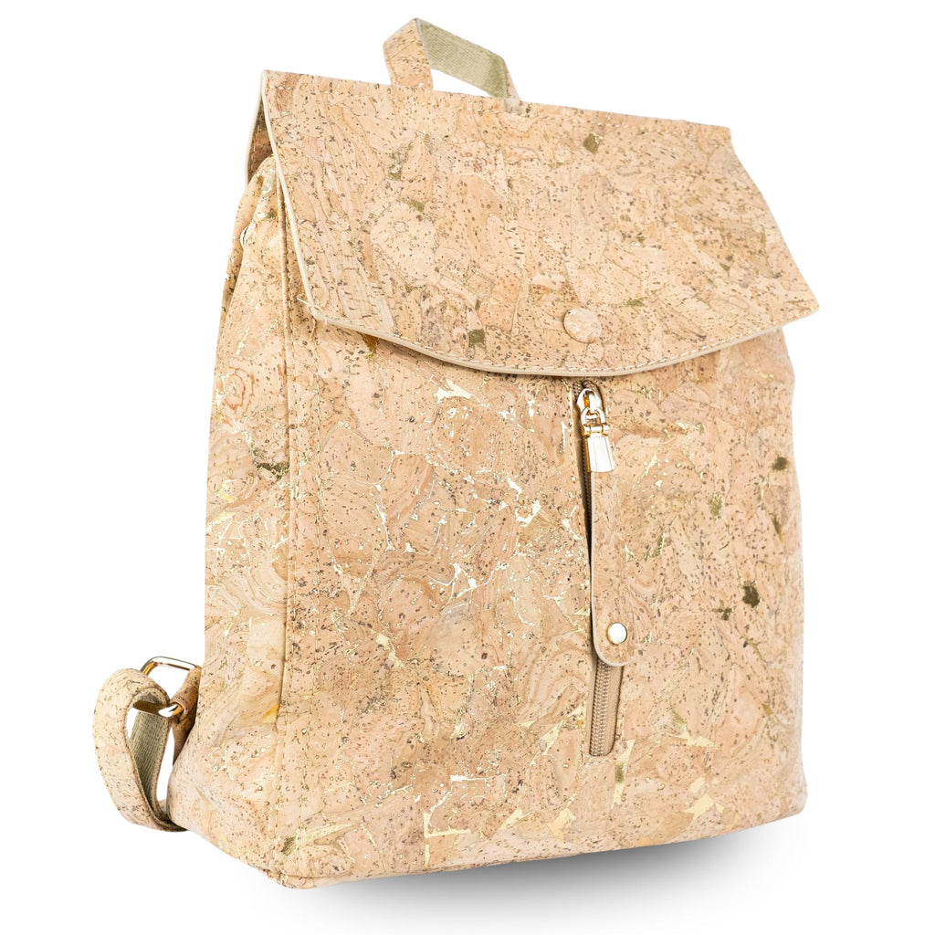 Mochila de Corcho con Detalles Dorados – Bolso Vegano Ecológico BAG-2096