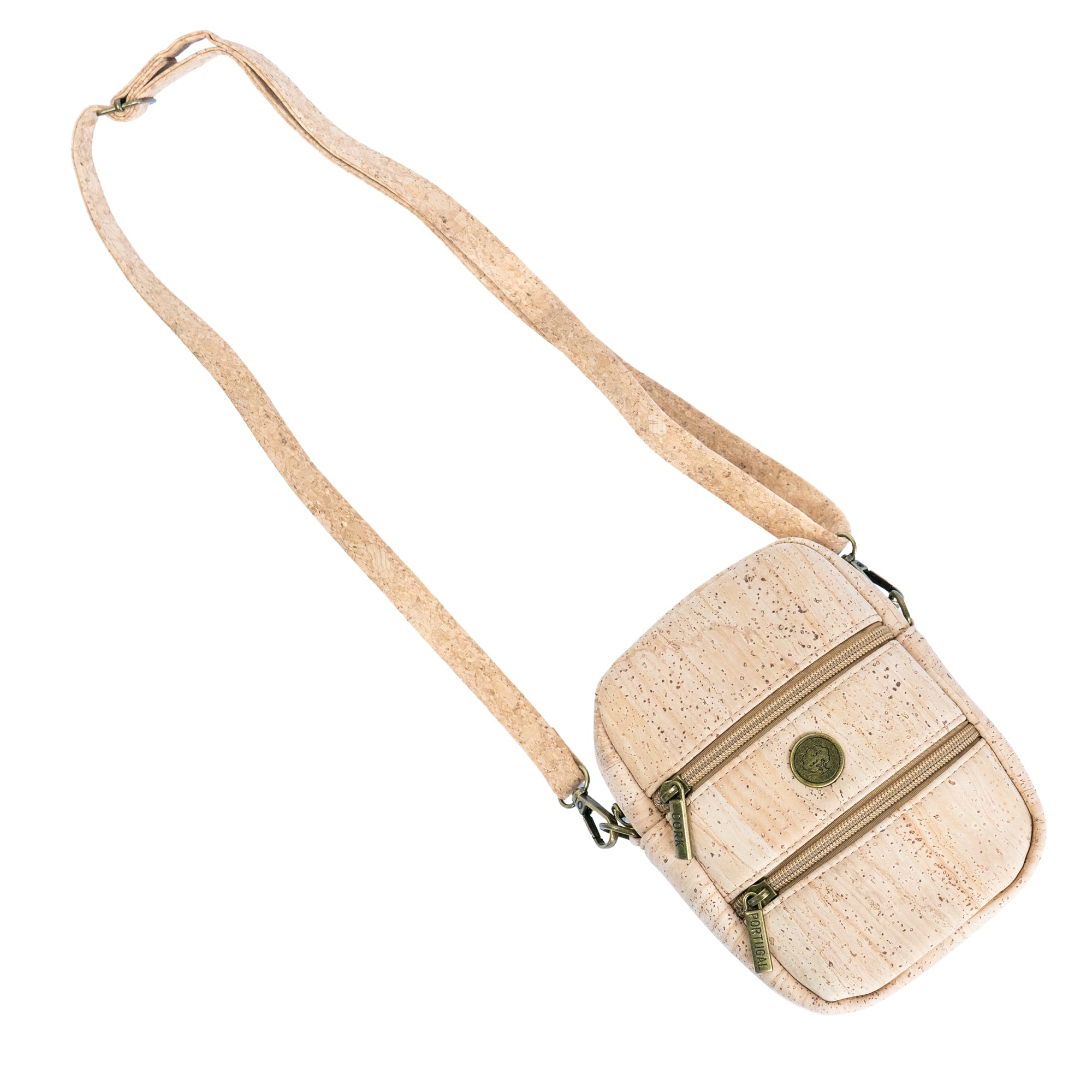Bolso Cruzado para Teléfono de Corcho – Bandolera Vegana con Doble Cremallera BAG-2361