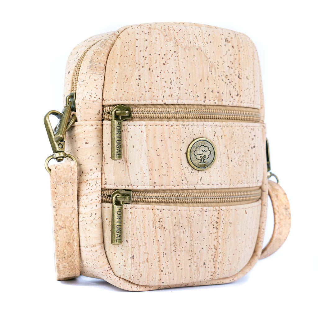 Bolso Cruzado para Teléfono de Corcho – Bandolera Vegana con Doble Cremallera BAG-2361