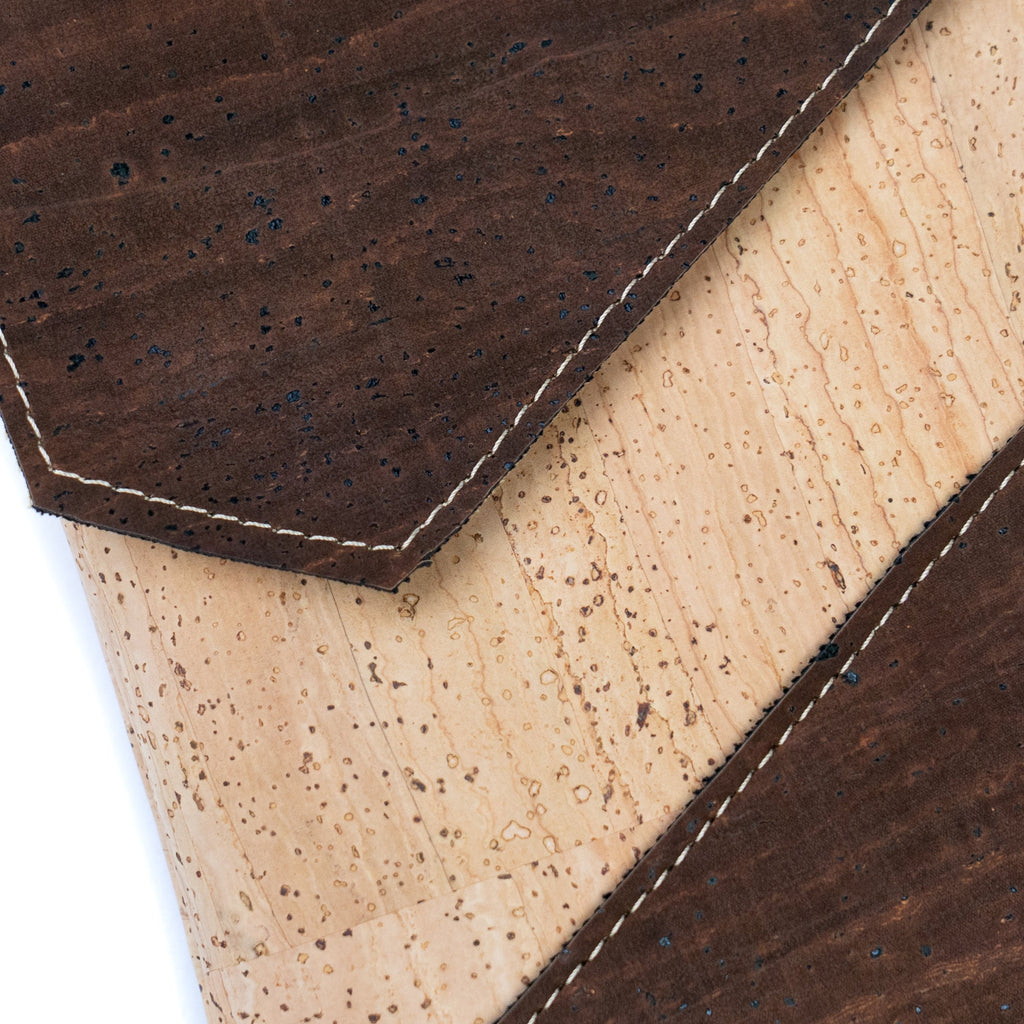 Cork Crossbody Bag with Geometric Color Block - Vegan Leather Shoulder Purse