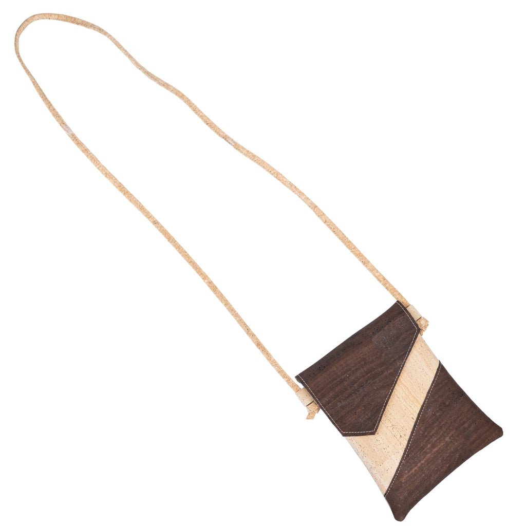 Cork Crossbody Bag with Geometric Color Block - Vegan Leather Shoulder Purse