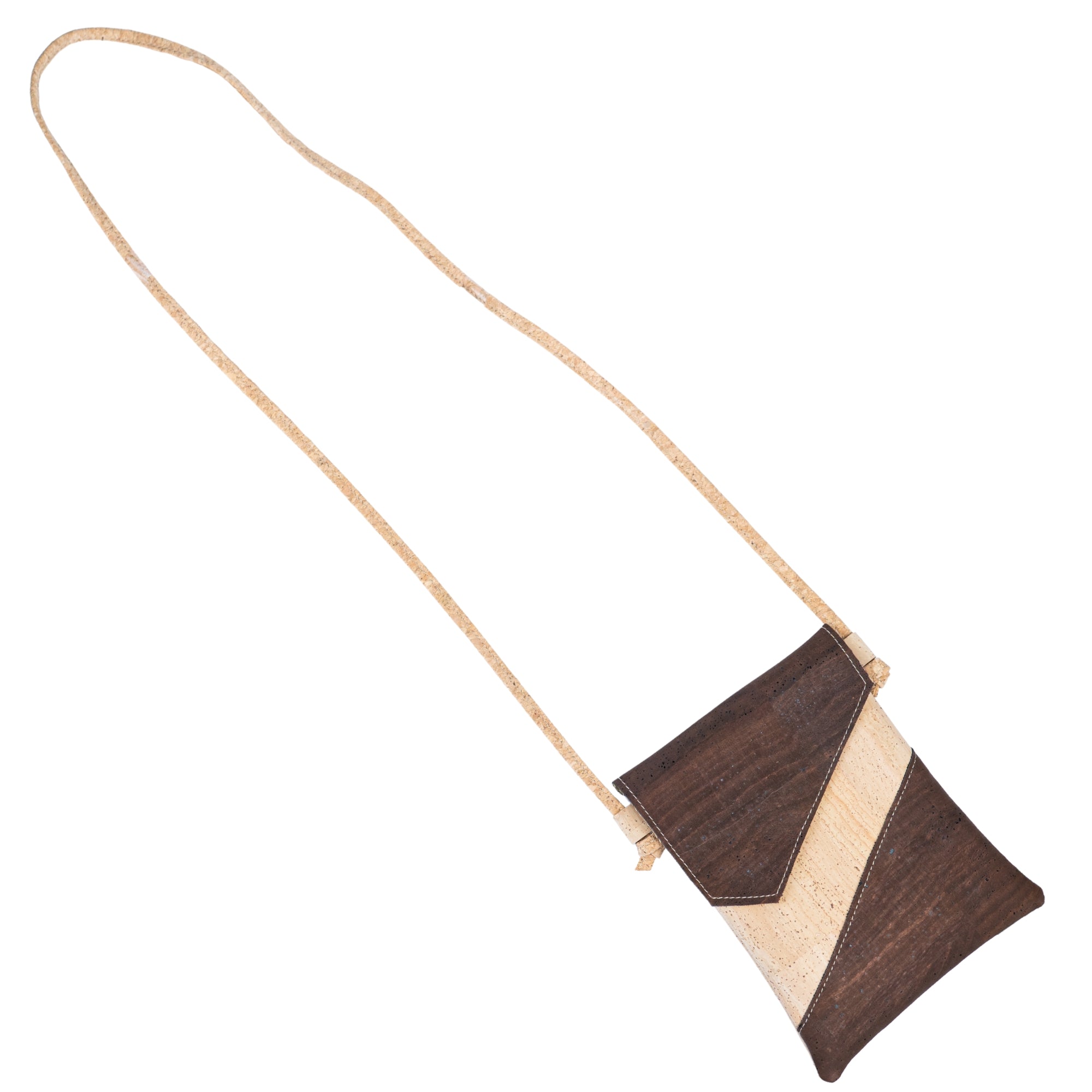 Cork Crossbody Bag with Geometric Color Block - Vegan Leather Shoulder Purse
