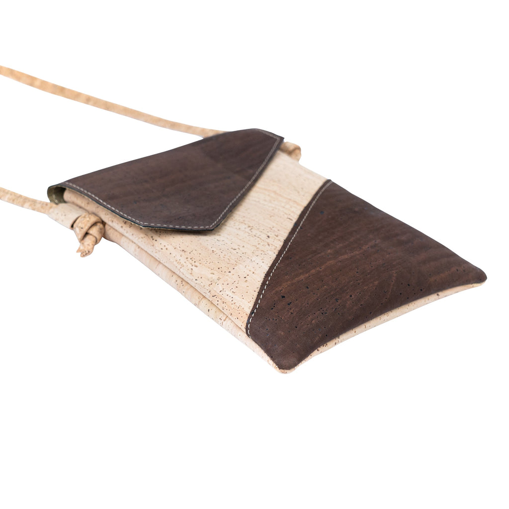 Cork Crossbody Bag with Geometric Color Block - Vegan Leather Shoulder Purse