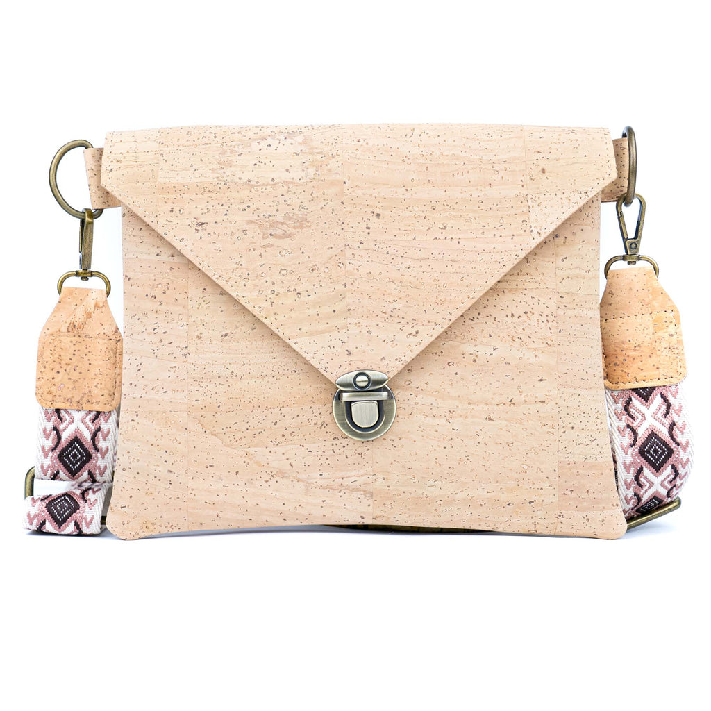 Bolso Bandolera con Solapa de Corcho y Correa Intercambiable - Clutch Vegano BAGP-354