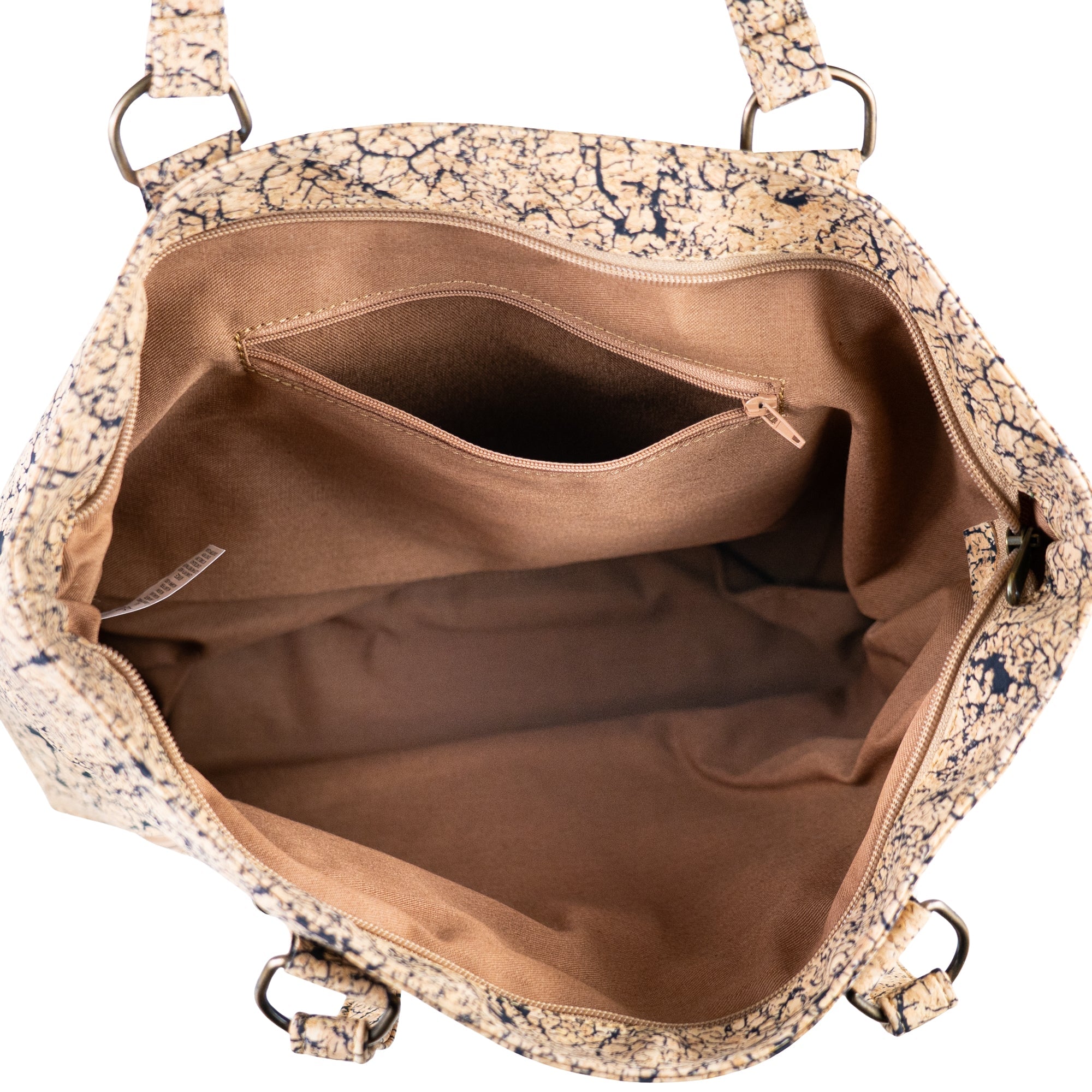 Bolso tote de corcho ecológico con estampado de mármol - Bolso de hombro de cuero vegano BAGP-340