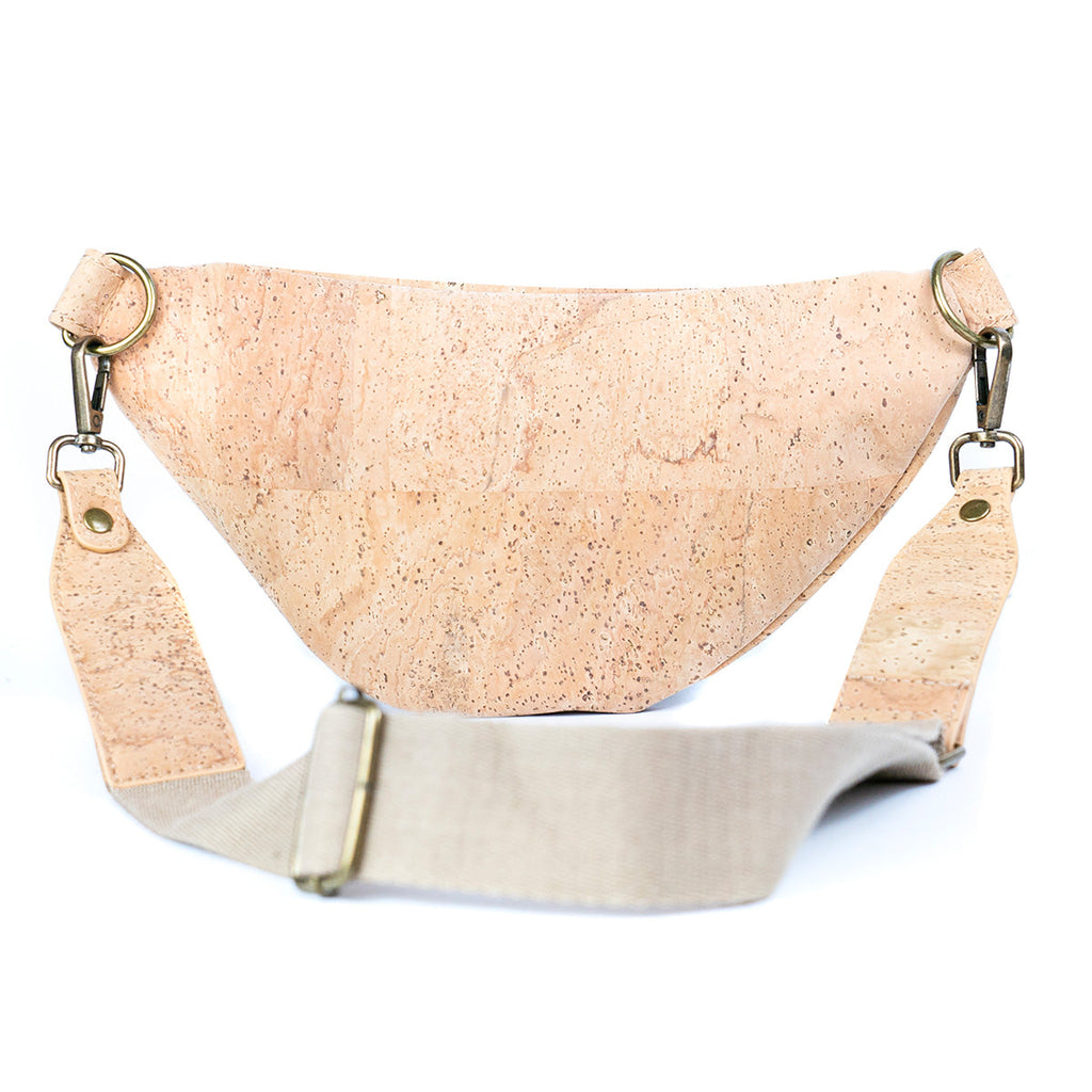 Naturkork-Umhängetasche für Unisex mit verstellbarem Riemen und Metallreißverschlüssen SLING-BAG-2312
