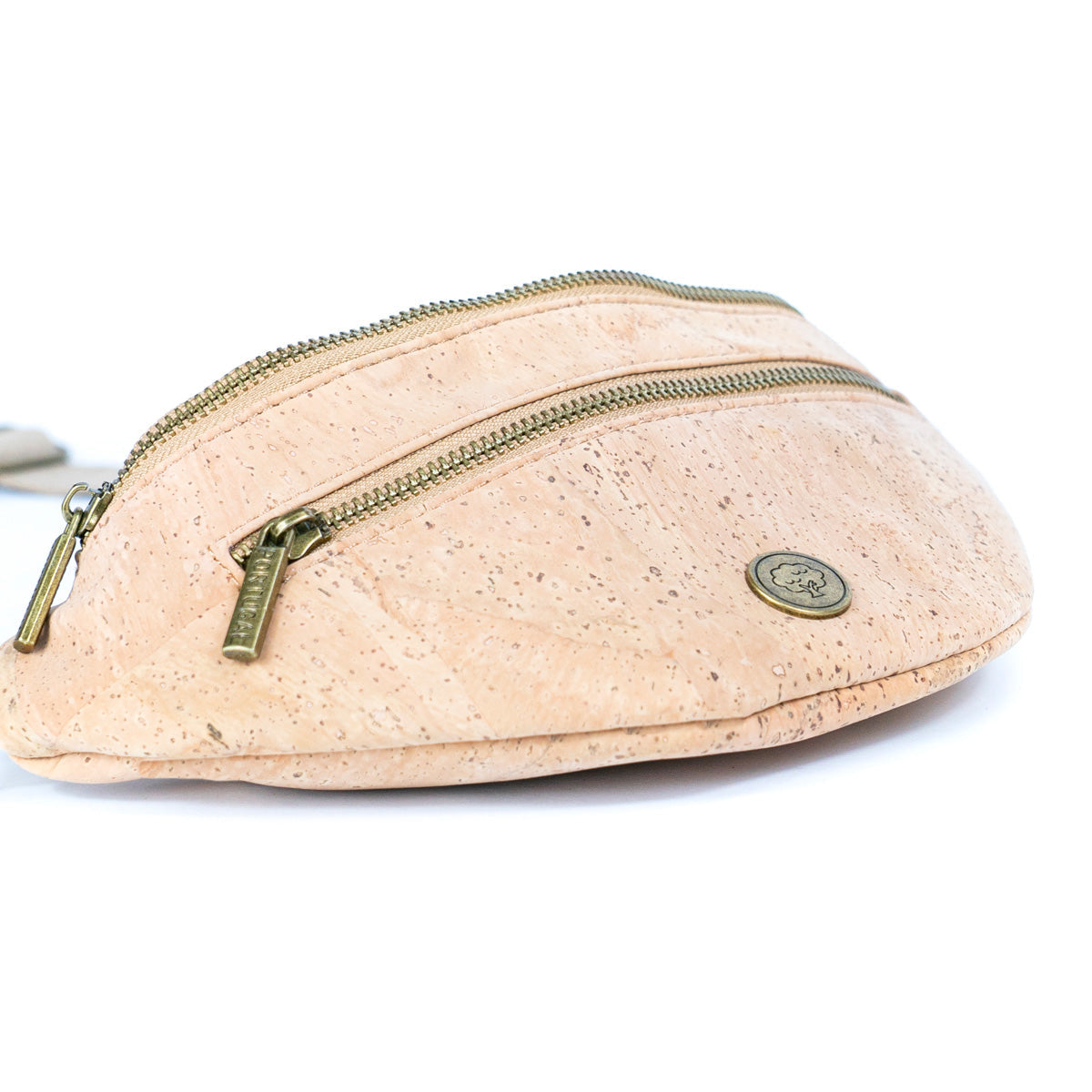 Natural Cork Sling Bag for Unisex with Adjustable Strap and Metal Zippers SLING-BAG-2312